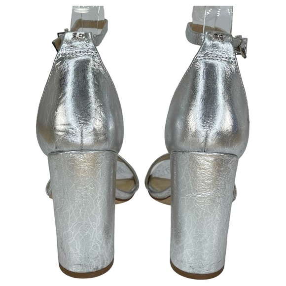 Sam Edelman Womens Yaro Block Heels Silver Metallic Size 8.5M - Picture 8 of 15